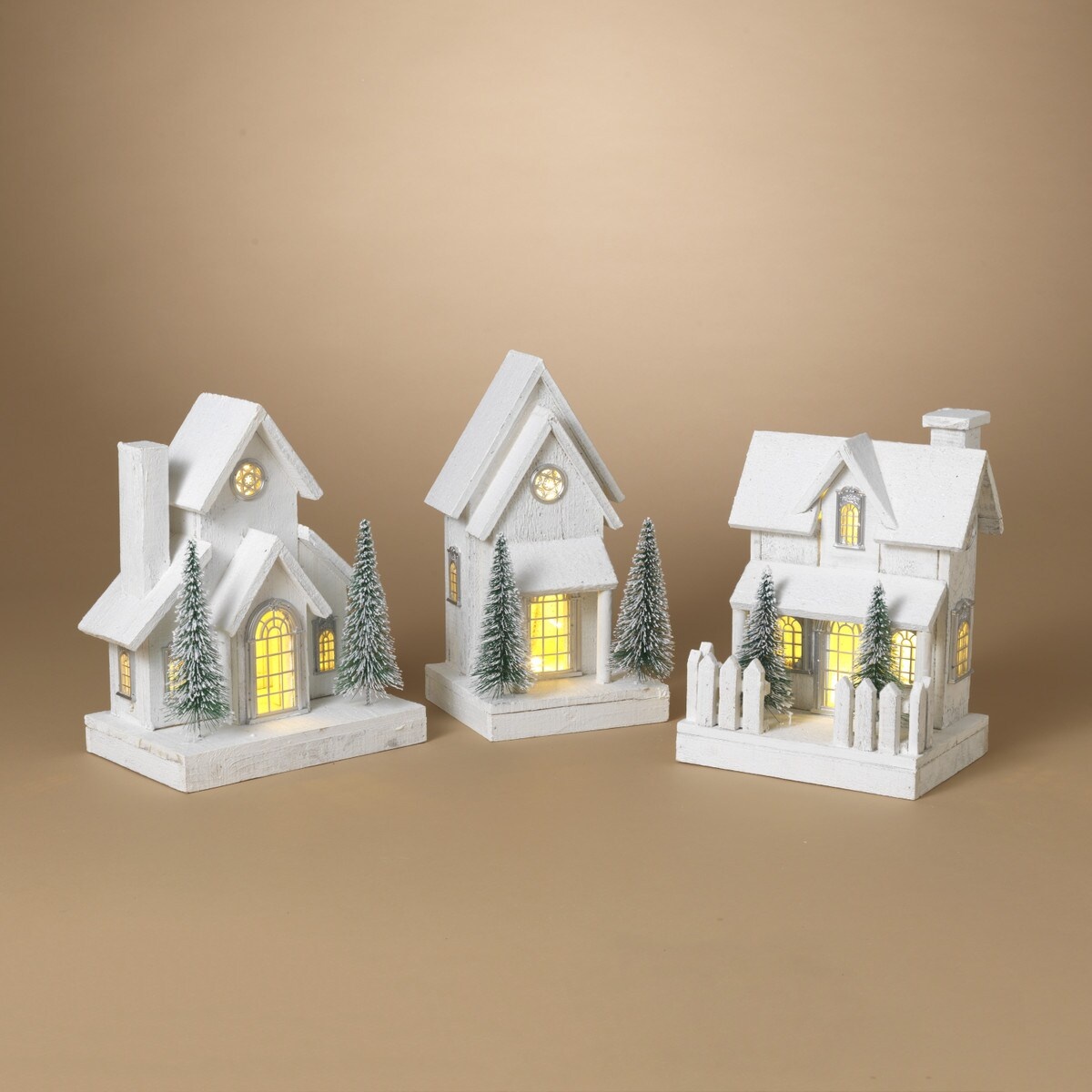 Battery Operated White Cottage Village (3-Styles)