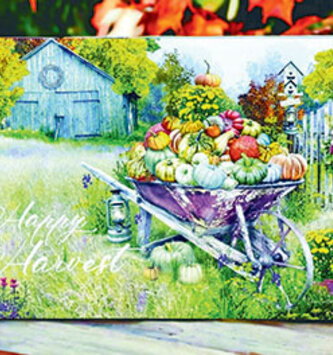Wheelbarrow Pumpkin Tin Sign
