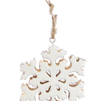 White Enamel Snowflake Ornament