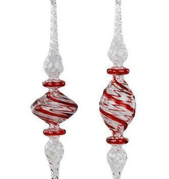 Glass Peppermint Twist Finial Ornament (2-Styles)
