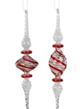 Glass Peppermint Twist Finial Ornament (2-Styles)