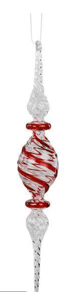 Glass Peppermint Twist Finial Ornament (2-Styles)