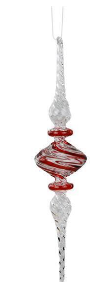 Glass Peppermint Twist Finial Ornament (2-Styles)