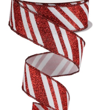 1.5" x 10 YDS Peppermint Stripe Ribbon