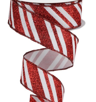 1.5" x 10 YDS Peppermint Stripe Ribbon