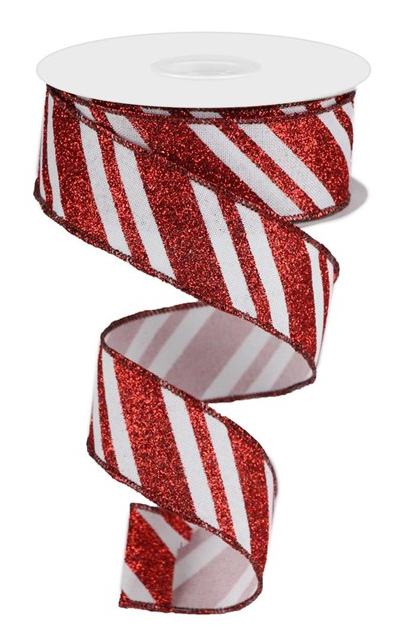 1.5" x 10 YDS Peppermint Stripe Ribbon
