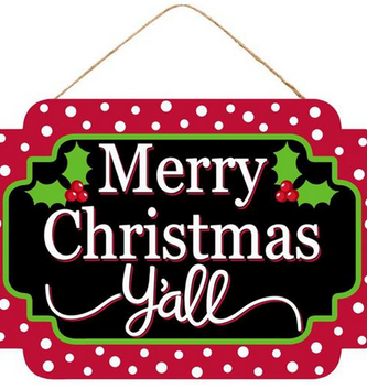 Polka Dot Hanging Merry Christmas Yall Sign