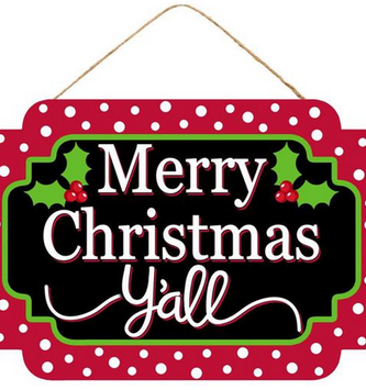 Polka Dot Hanging Merry Christmas Yall Sign