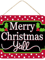 Polka Dot Hanging Merry Christmas Yall Sign