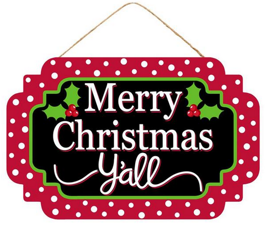 Polka Dot Hanging Merry Christmas Yall Sign