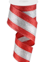 2.5" x 10 YDS Red/Silver Stripe Ribbon