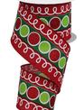 2.5" x 10 YDS Stripe Glitter Circle Ribbon