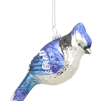 Glass Blue Jay Ornament
