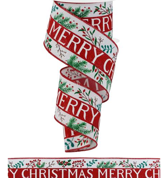 2.5" x 10 YDS Merry Christmas Berry Ribbon