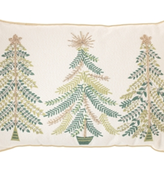 Triple Christmas Tree Embroidered Pillow