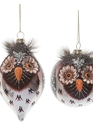 Glass Owl Ornament w/ Feathers (2-Styles)