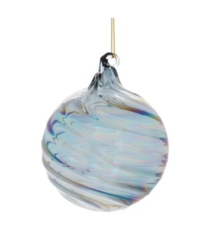 Iridescent Blue Glass Ornament