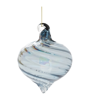 Iridescent Blue Glass Ornament