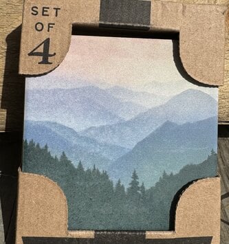 Set of 4 Watercolor Mountain Coasters