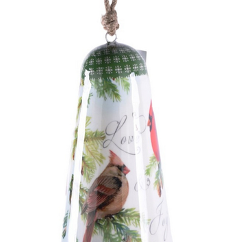 Cardinal Love & Joy Metal Bell Ornament