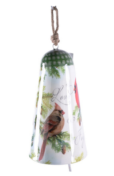 Cardinal Love & Joy Metal Bell Ornament