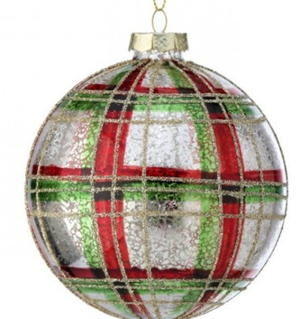 Mercury Glass Plaid Ornament (3-Styles)