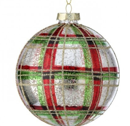 Mercury Glass Plaid Ornament (3-Styles)