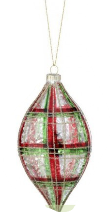 Mercury Glass Plaid Ornament (3-Styles)