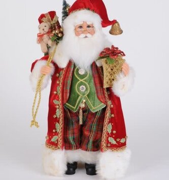 Karen Didion Lighted Traditional Tartan Santa