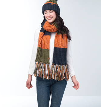 Simply Noelle Bold Stripe Fringed Scarf (2-Styles)