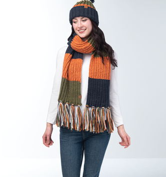 Simply Noelle Bold Stripe Fringed Scarf (2-Styles)