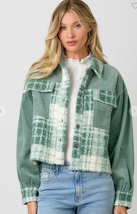 Curdoroy Plaid Shacket By: Mystree