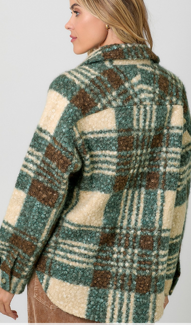 Plaid Button Down Hooded Jacket
