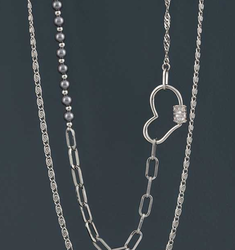 2 Layer Silver Heart Necklace