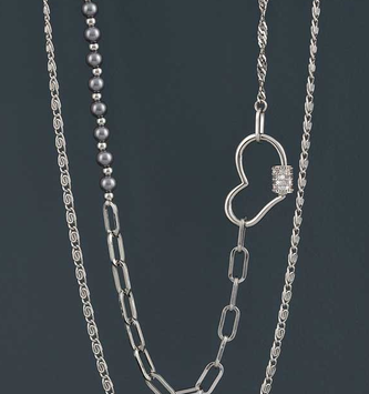 2 Layer Silver Heart Necklace
