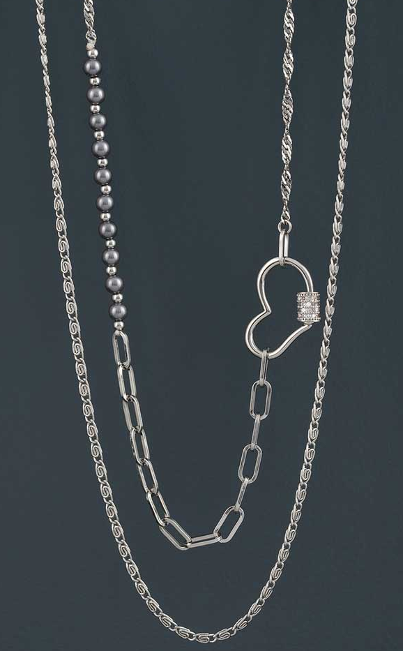 2 Layer Silver Heart Necklace