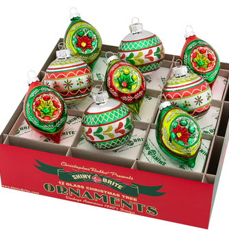 Set of 9 Christopher Radko Reflector Vintage Ornaments
