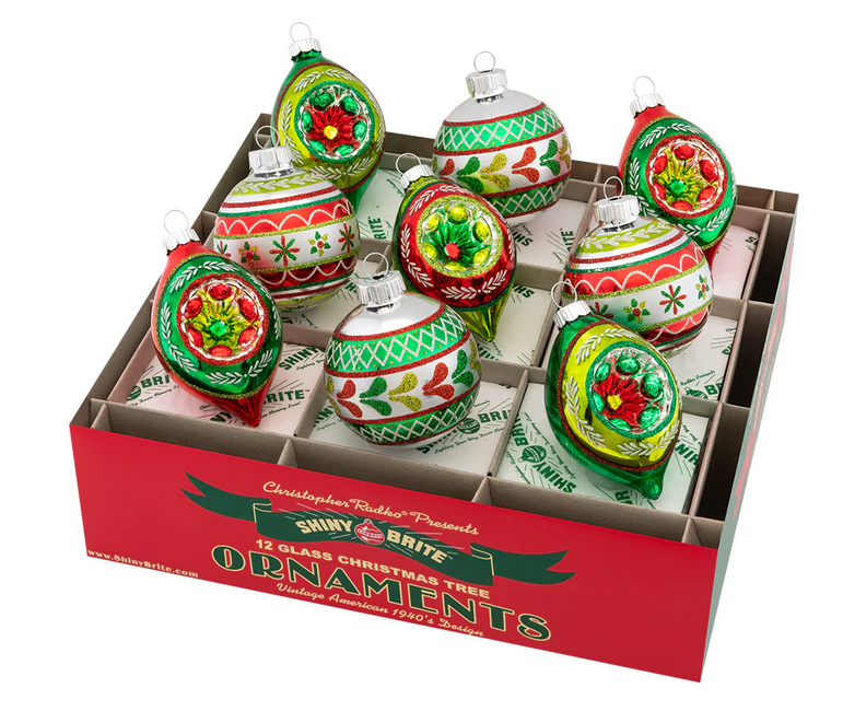 Set of 9 Christopher Radko Reflector Vintage Ornaments