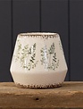 Round Distressed Fern Container