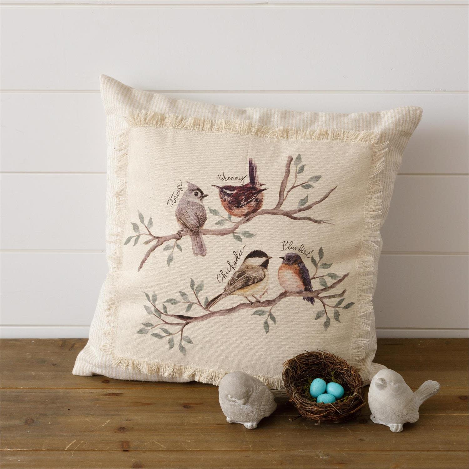 Birds on Branch Patch Pillow