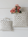 White Distressed Wall Basket (2-Sizes)