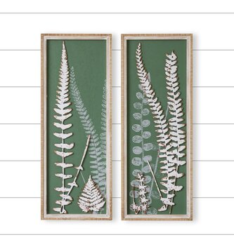 Set of 2 Metal & Wood 3D Fern Prints