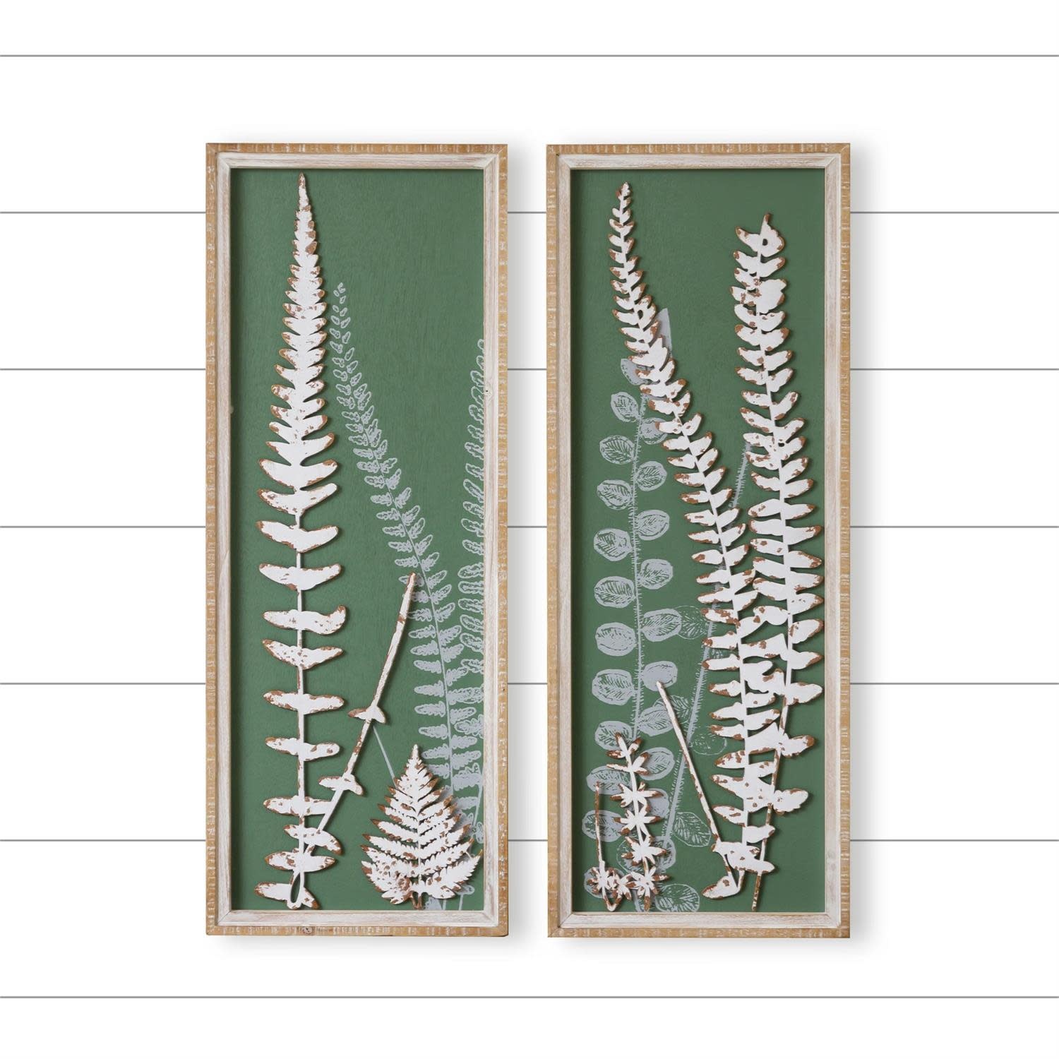 Set of 2 Metal & Wood 3D Fern Prints