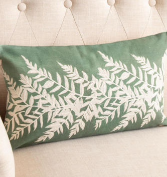 Lumbar Embroidered Leaf Pillow