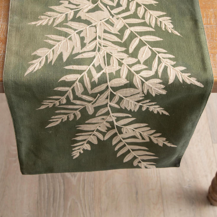 Embroidered Leaf Runner