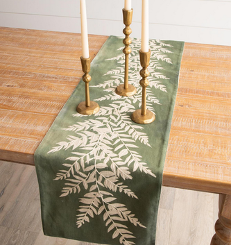 Embroidered Leaf Runner