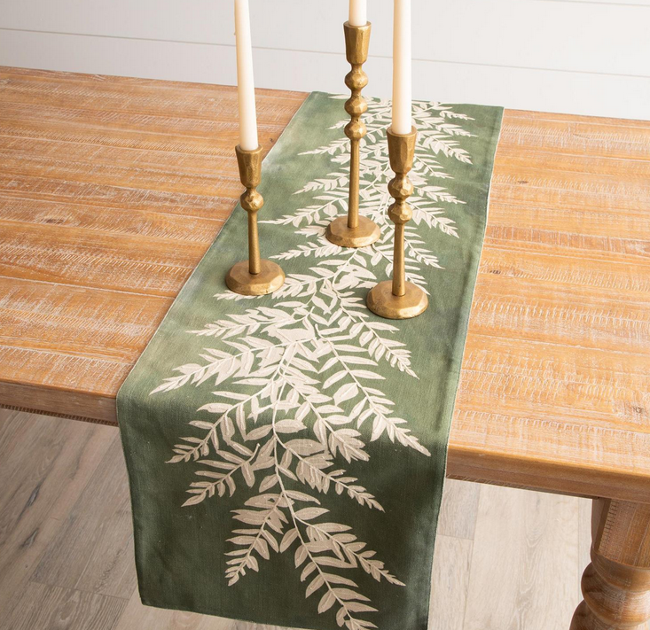 Embroidered Leaf Runner