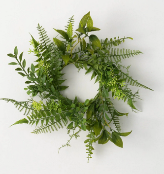 4.5" Mixed Greenery Fern Candle Ring