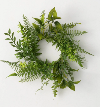4.5" Mixed Greenery Fern Candle Ring