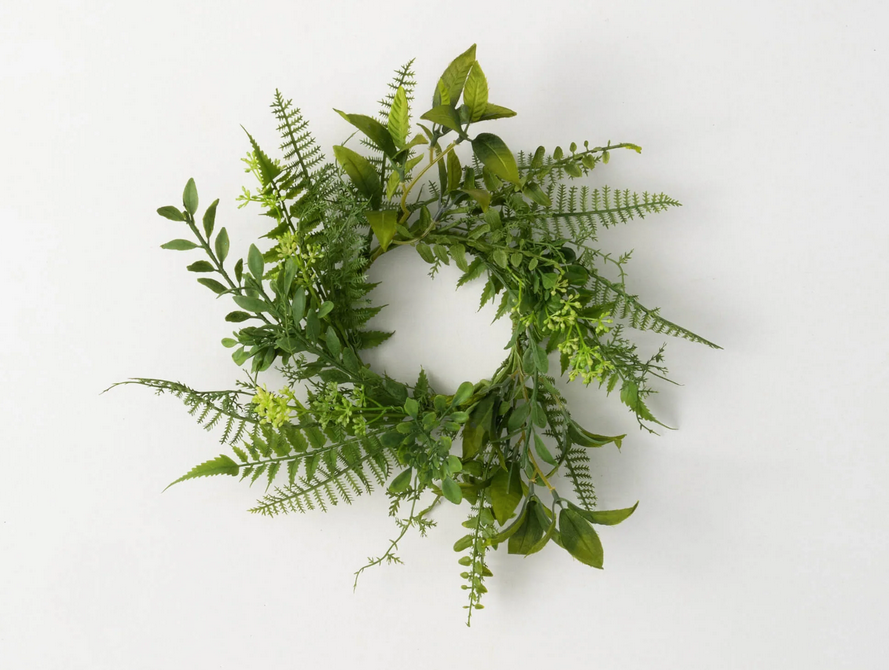 4.5" Mixed Greenery Fern Candle Ring